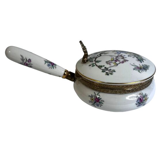 VTG Porcelain Silent Butler Crumb Ashes Collector Hinged Lid Andrea By Sadek - Picture 1 of 16